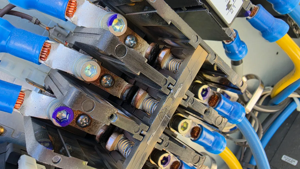 Progress photo showing Compressor contactor during Commercial HVAC repair in Palm Springs, California