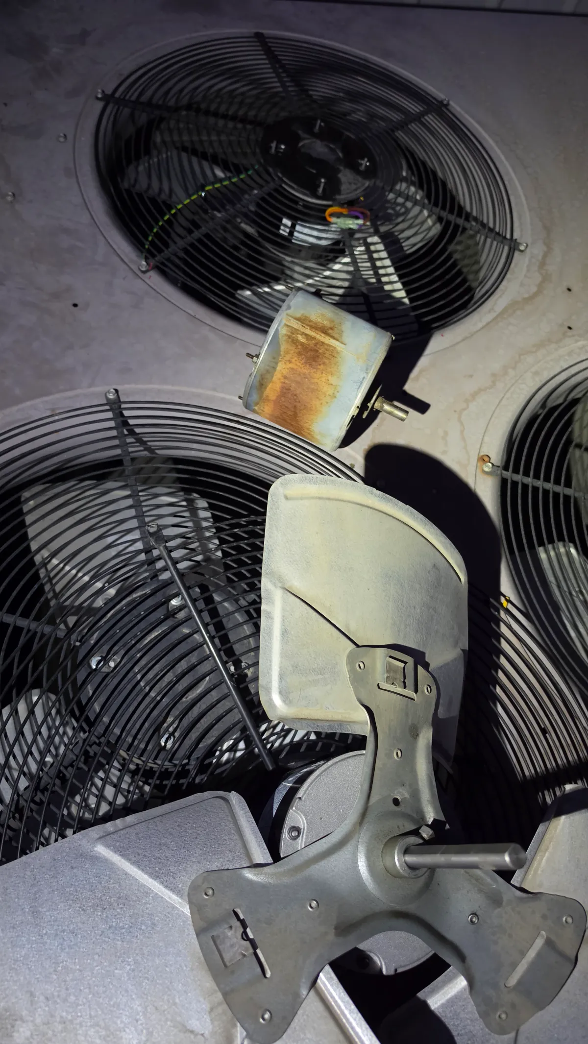 Progress photo showing Old motor during Commercial HVAC repair in Palm Springs, California