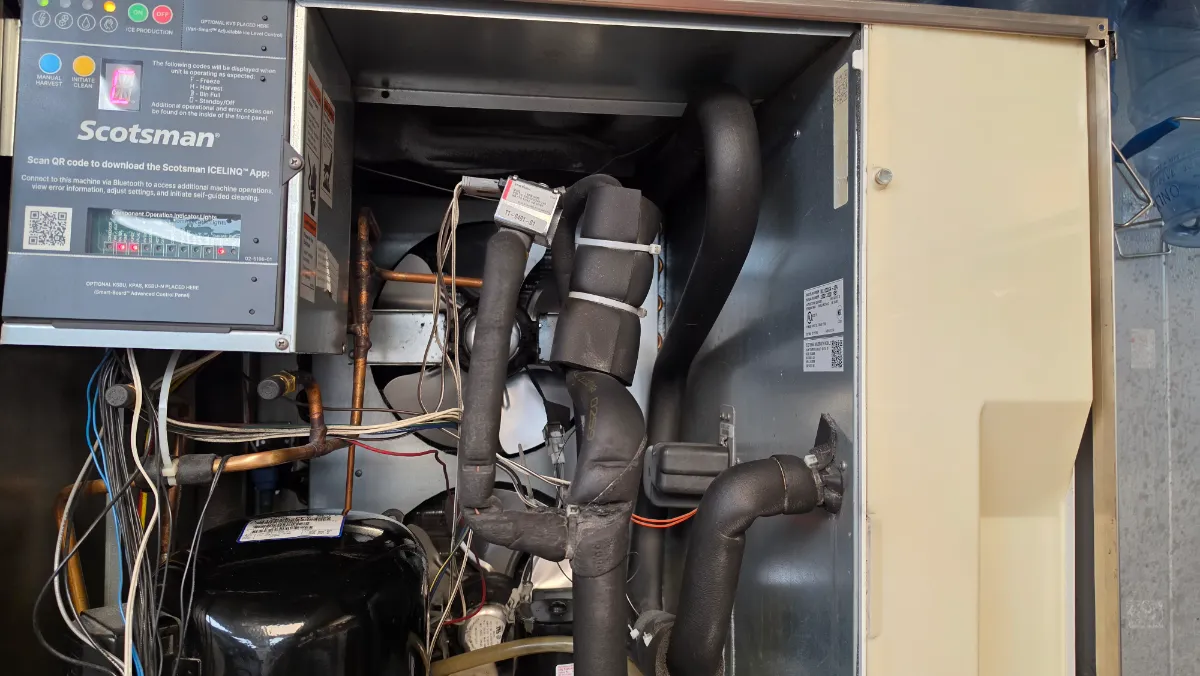 Progress photo showing cleaned ice machine during Commercial HVAC maintenance in Palm Springs, California