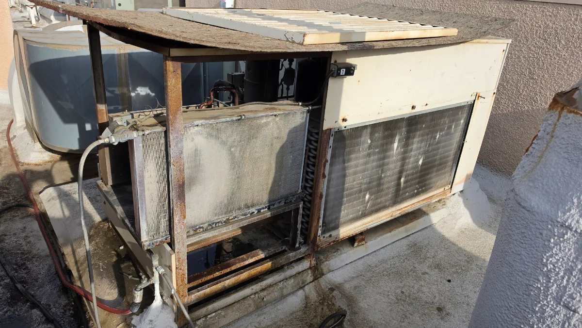 Progress photo showing Condensing unit during Commercial Refrigeration diagnostic in Indian Wells, California
