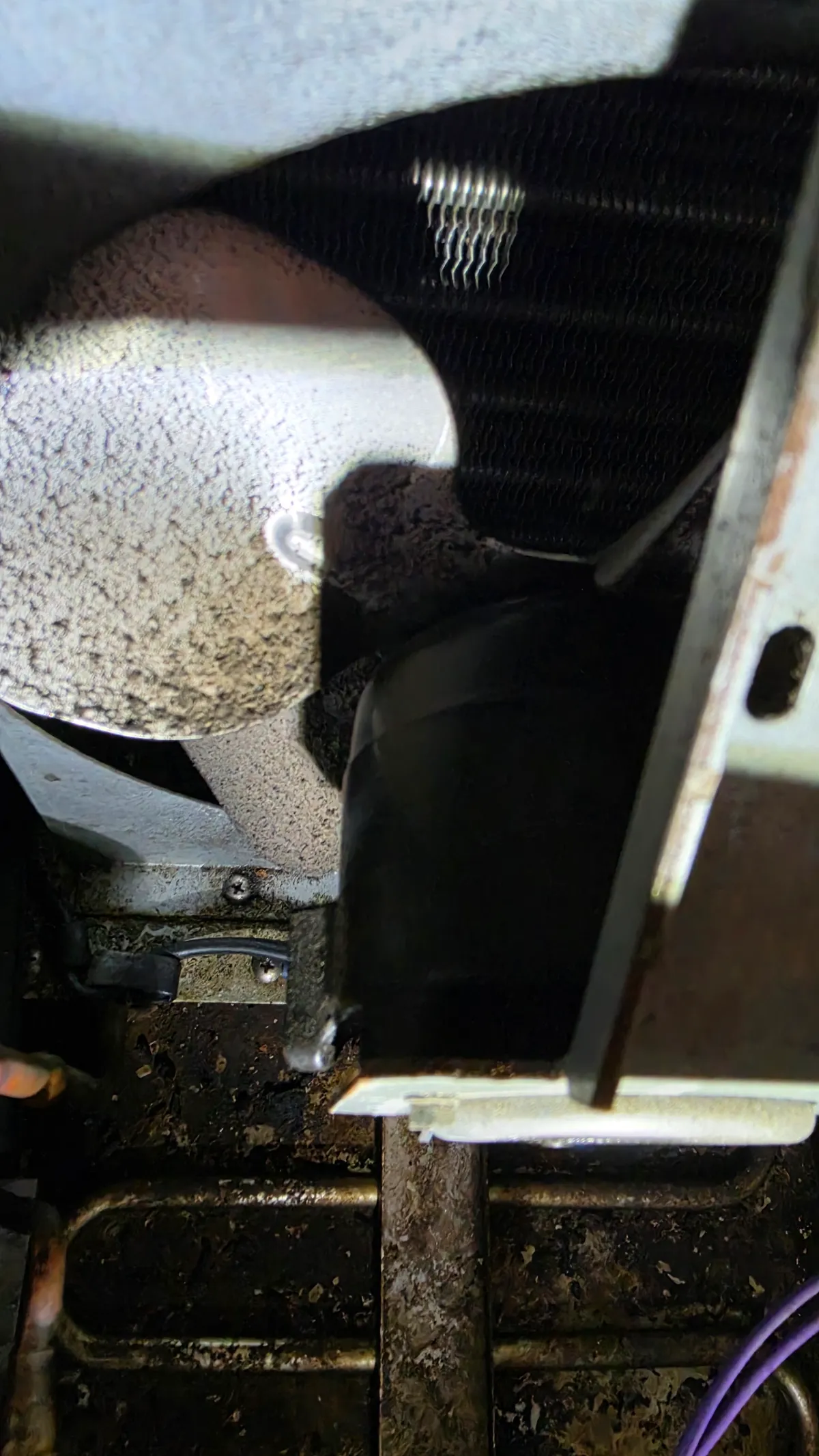 Progress photo showing Dirty fan blade during Commercial Refrigeration repair in Indio, California