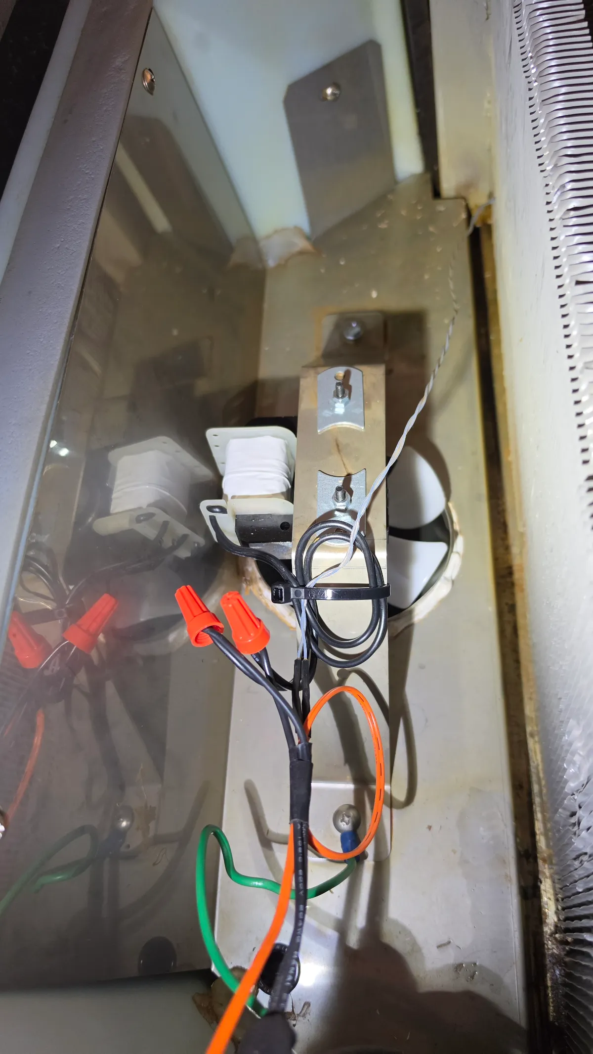 Progress photo showing Evaporator motor change-out during Commercial Refrigeration repair in Indio, California