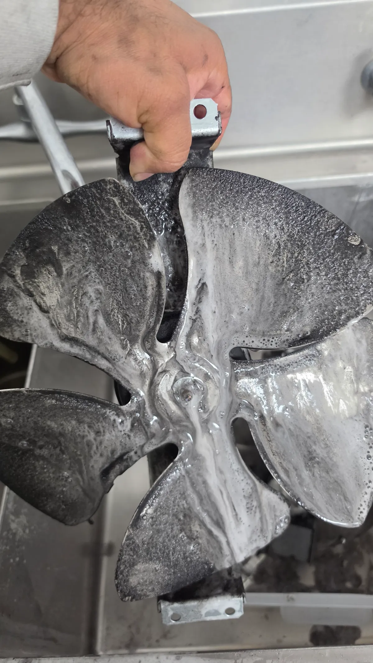 Progress photo of Ice machine maintenance during Commercial Refrigeration service in Palm Springs, California