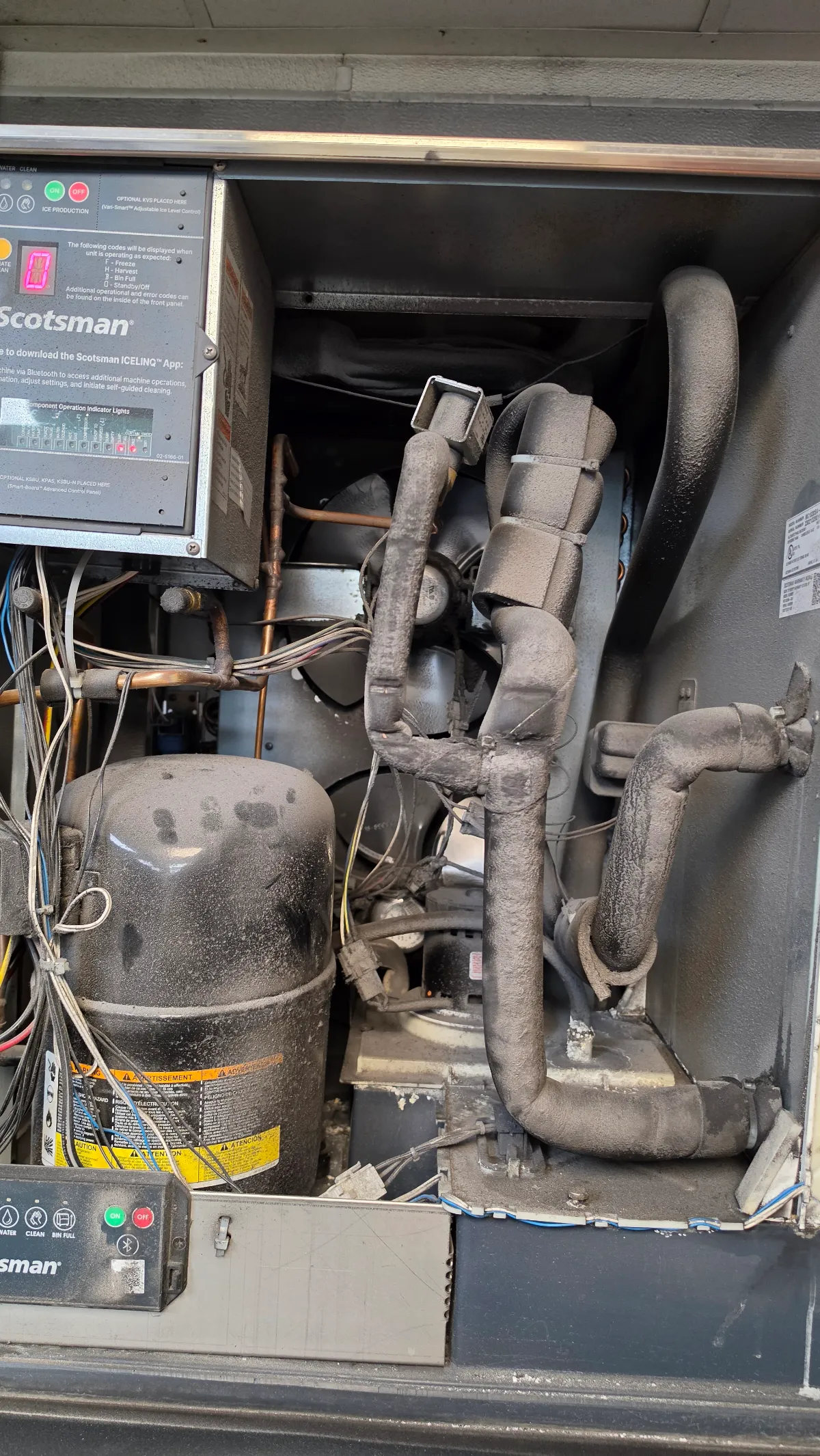 Progress photo of Ice machine maintenance during Commercial Refrigeration service in Palm Springs, California