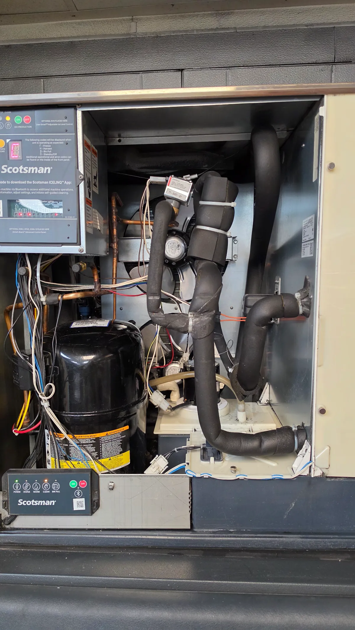 Progress photo of Ice machine maintenance during Commercial Refrigeration service in Palm Springs, California