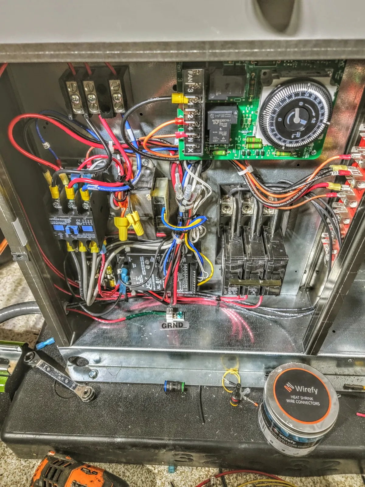 Progress photo showing Control electrical cabinet during Commercial Refrigeration installation in Palm Springs, California
