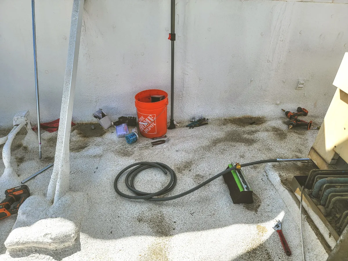 Progress photo showing Electrical installation during Commercial Refrigeration installation in Palm Springs, California