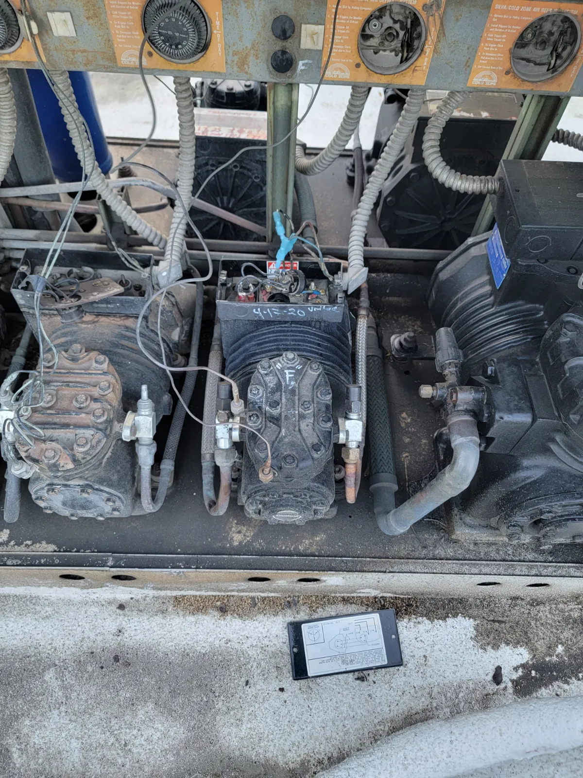 Progress photo showing old compressor during Commercial Refrigeration installation in Palm Springs, California