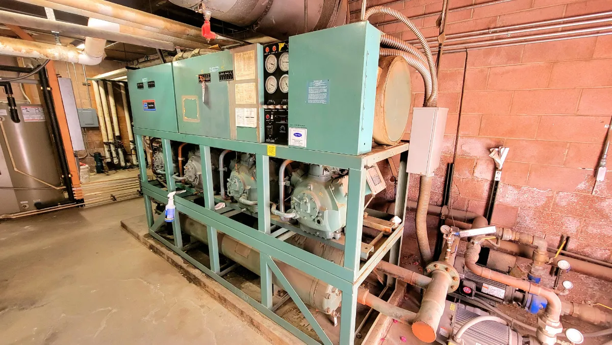 Progress photo showing compressor rack during Commercial HVAC service in Palm Springs, California