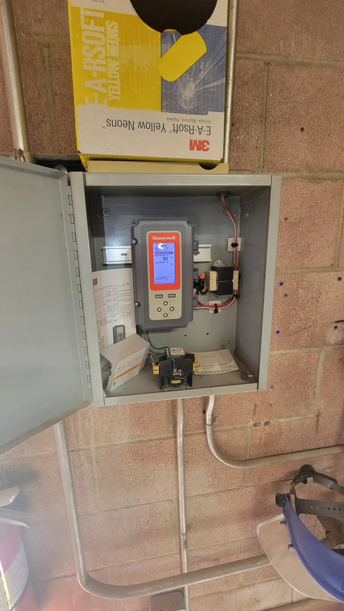 Progress photo showing Controlls for 50 ton chiller during Commercial HVAC service in Palm Springs, California