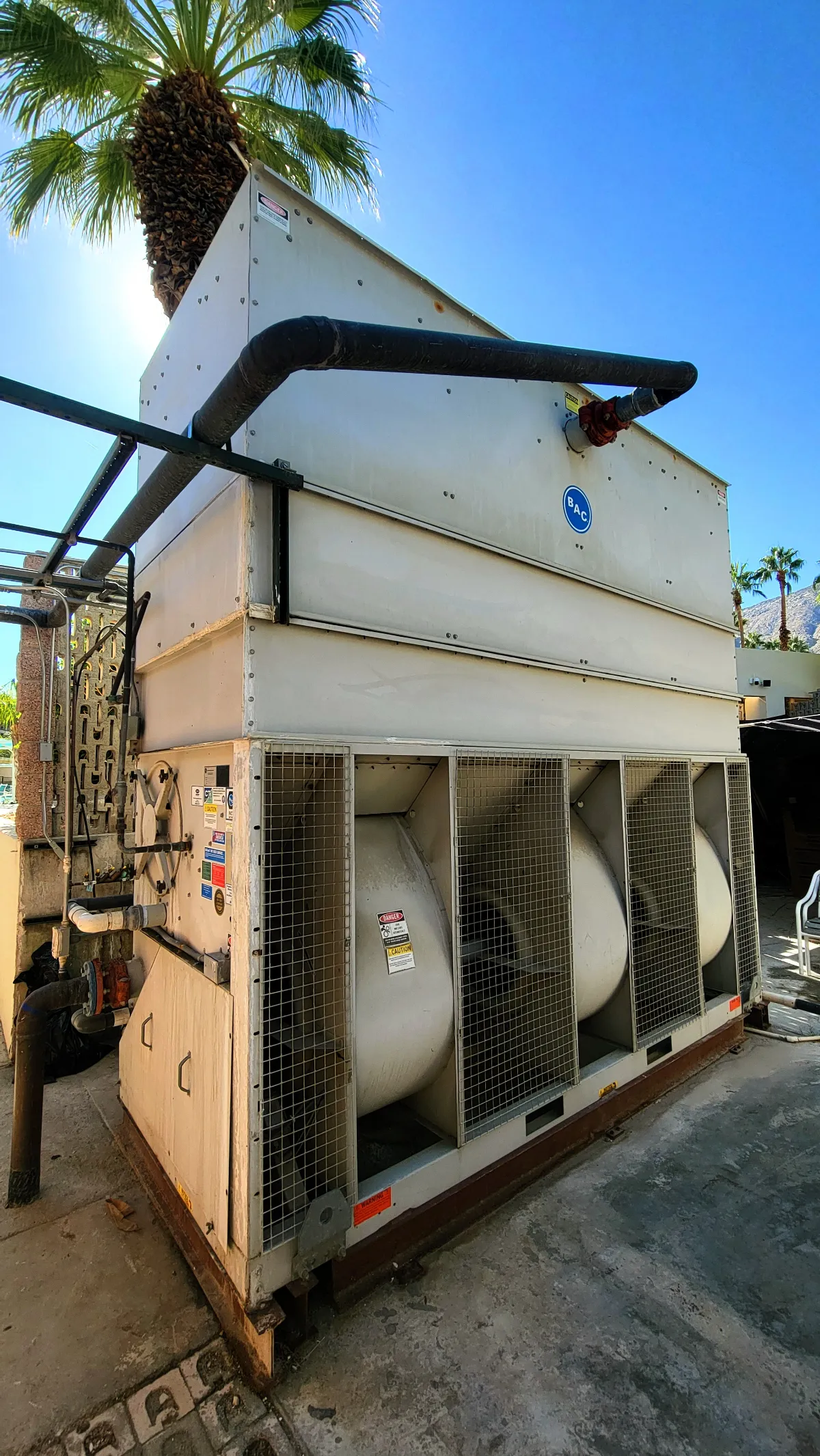 Progress photo showing Cooling tower during Commercial HVAC service in Palm Springs, California