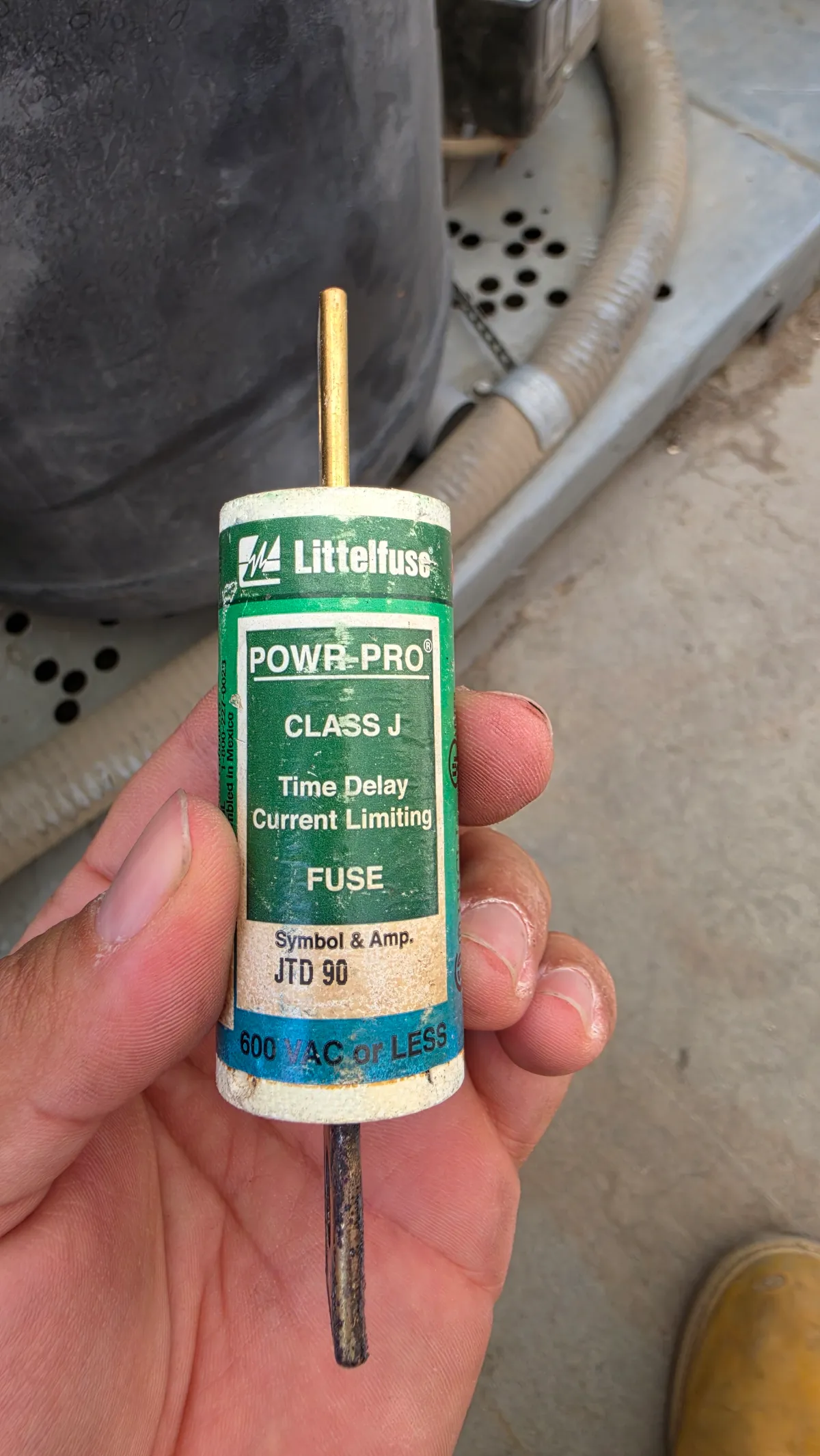 Progress photo showing blown fuse during Commercial Refrigeration repair in Coachella, California