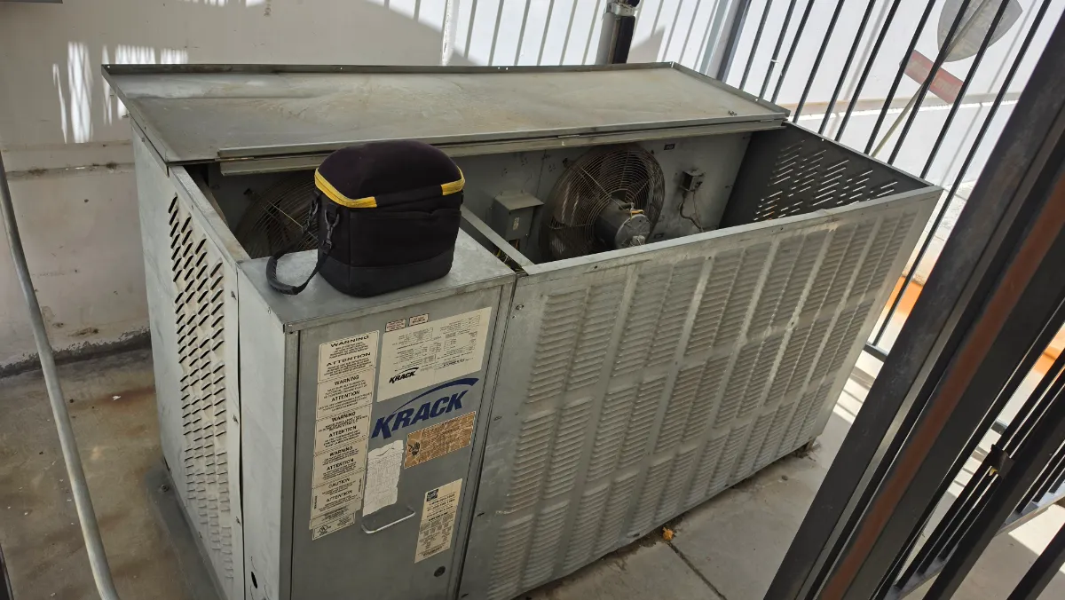Progress photo showing condensing unit during Commercial Refrigeration repair in Coachella, California