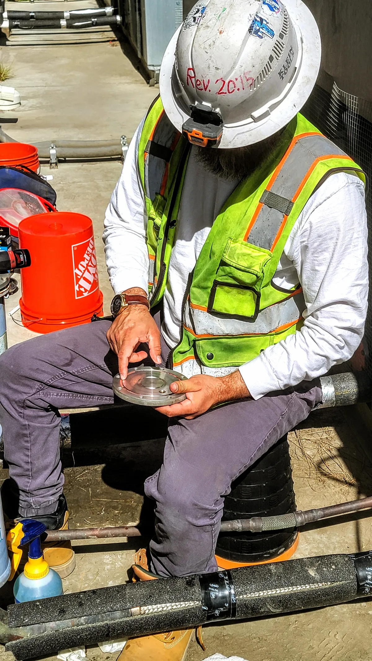 Progress photo showing liquid line filter drier change out repair during Commercial Refrigeration repair in Coachella, California