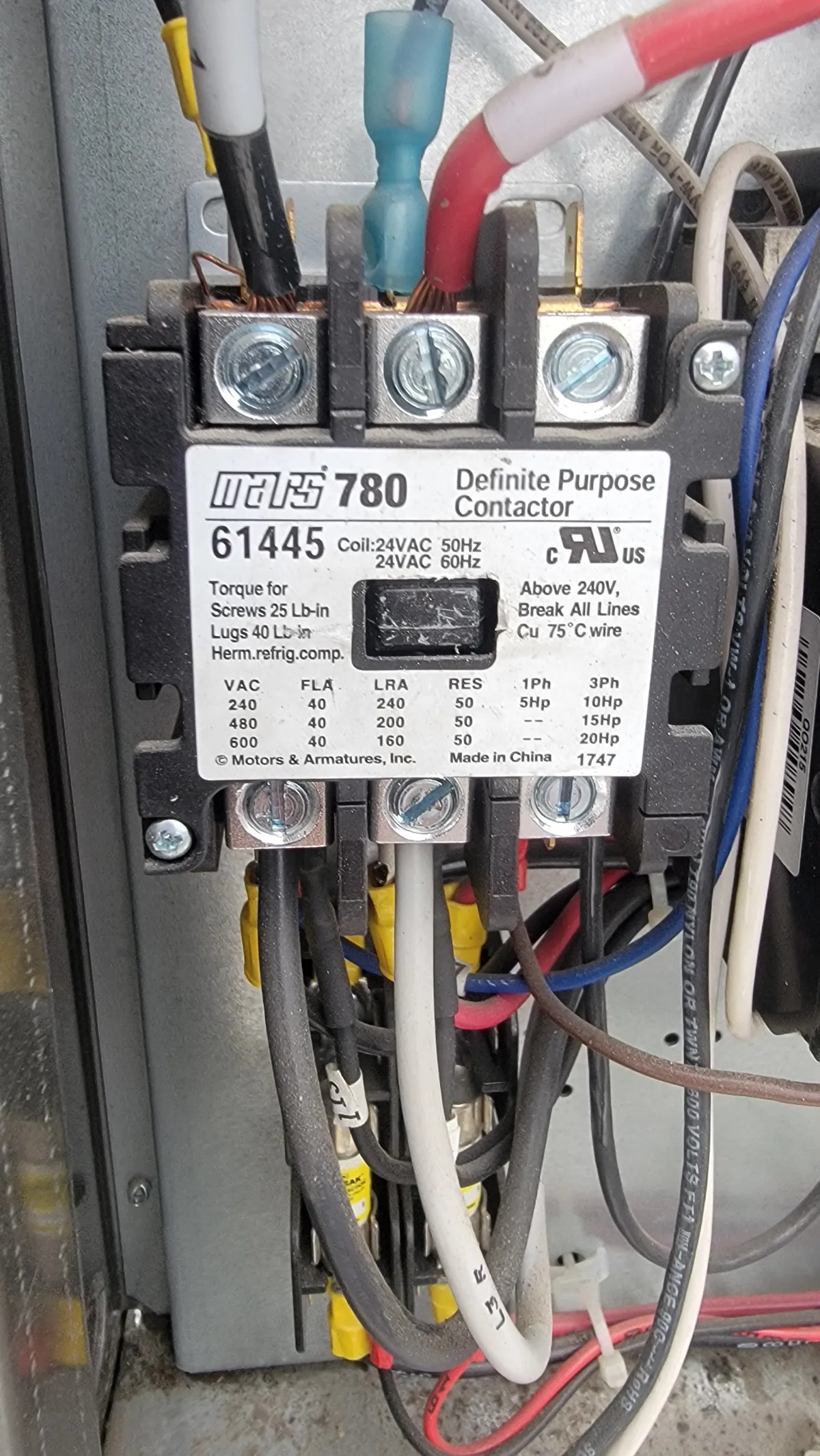 Progress photo showing contactor during Commercial Refrigeration repair in Cathedral City, California