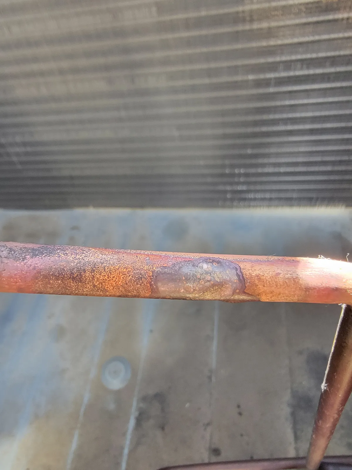 Progress photo showing repaired leak during Commercial HVAC service in Cathedral City, California