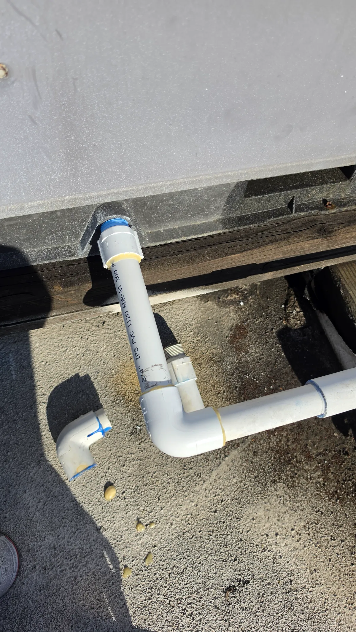Progress photo showing fixed condensation pipe during Commercial HVAC repair in Rancho Mirage, California
