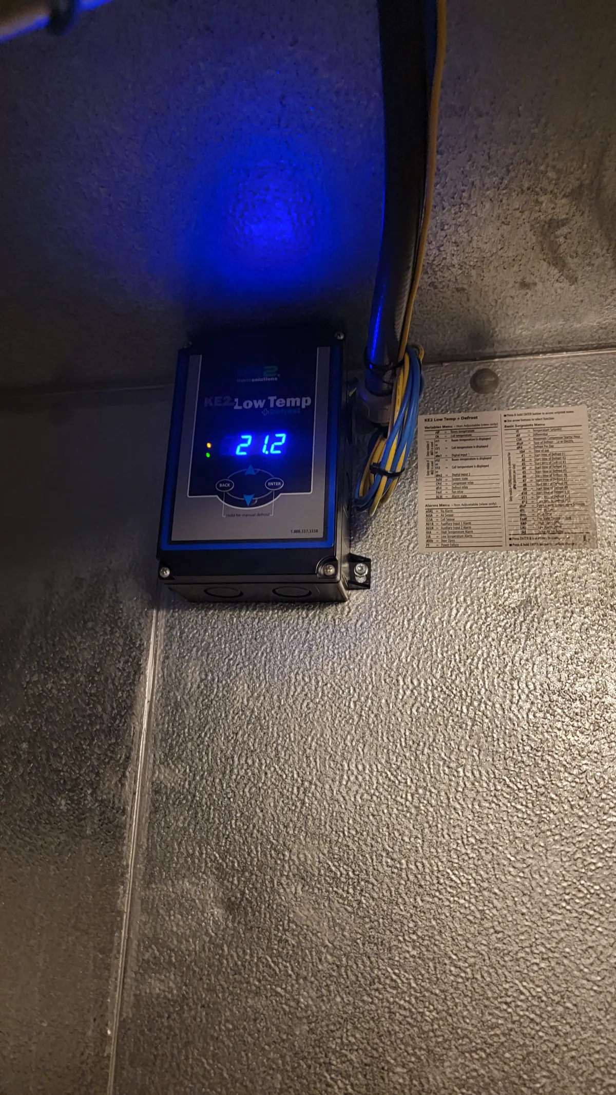 Progress photo showing Cold control for walk in freezer during Commercial Refrigeration installation in Rancho Mirage, California