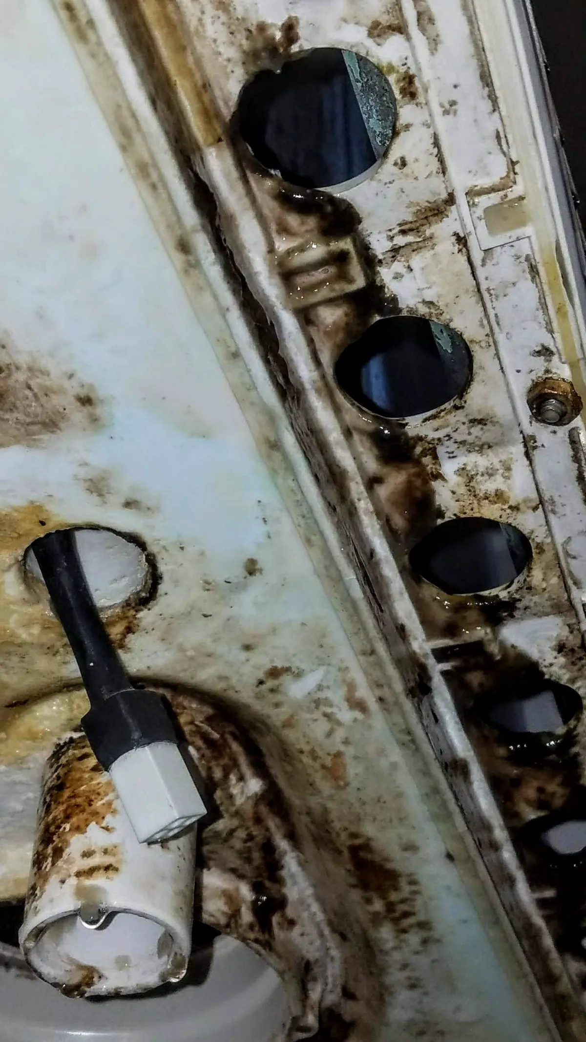 Progress photo showing dirty ice machine during Commercial Refrigeration maintenance in Indio, California