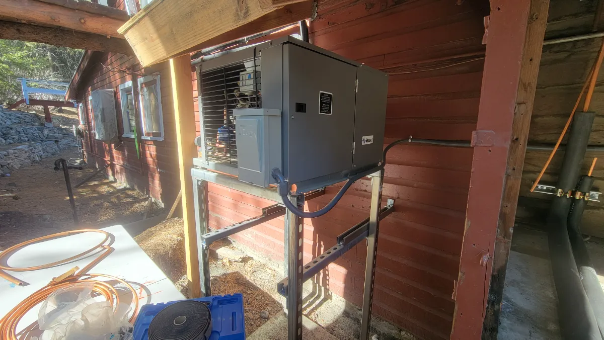 Progress photo showing walk in cooler condensing unit during Commercial Refrigeration installation in Palm Desert, California