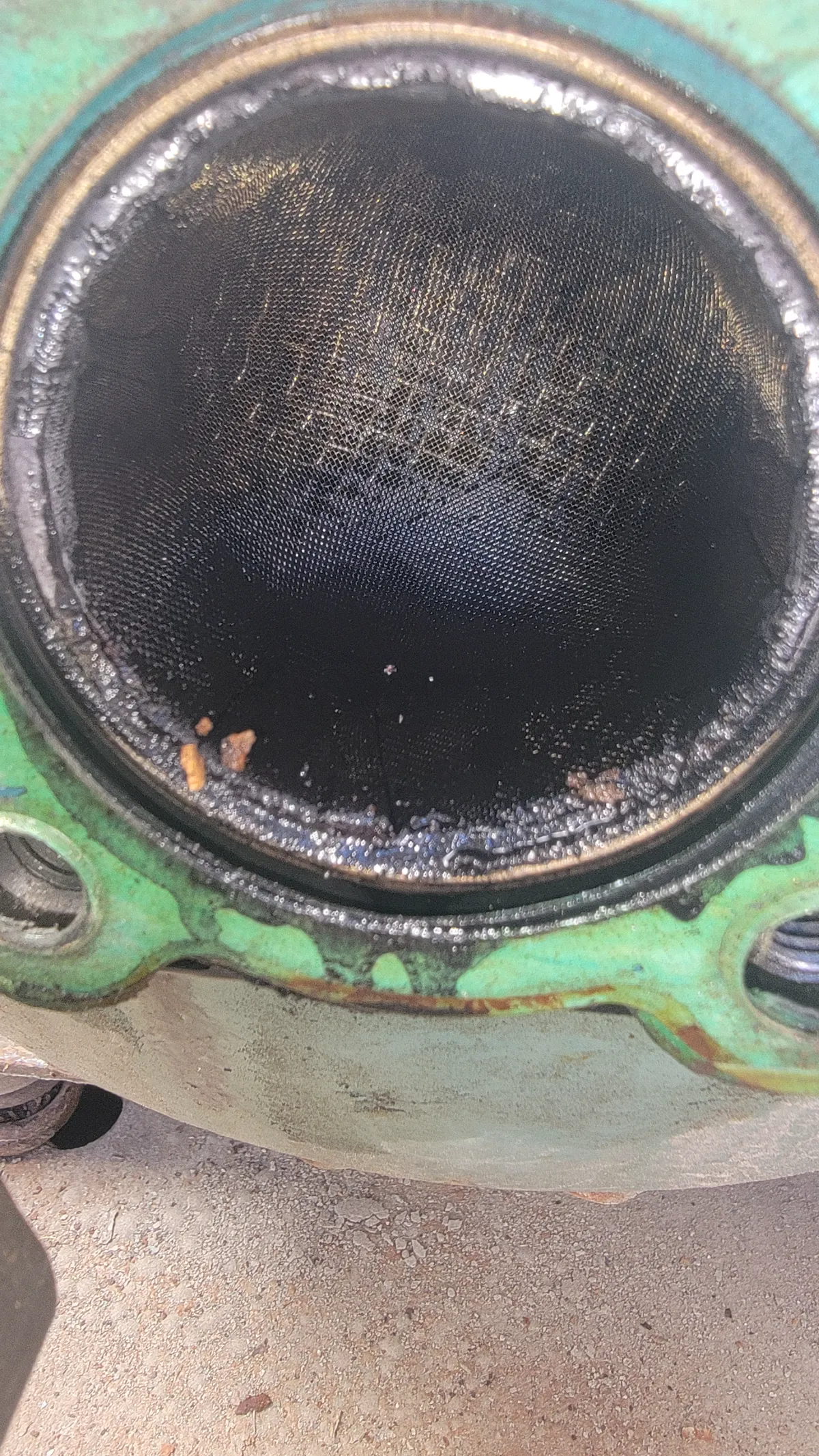 Progress photo showing opened compressor during Commercial HVAC repair in Indian Wells, California